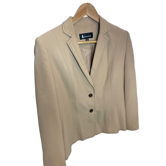 Vintage 90s Larry Levine Tan Three Button Suit Jacket Blazer Sz 6 - Picture 3 of 10